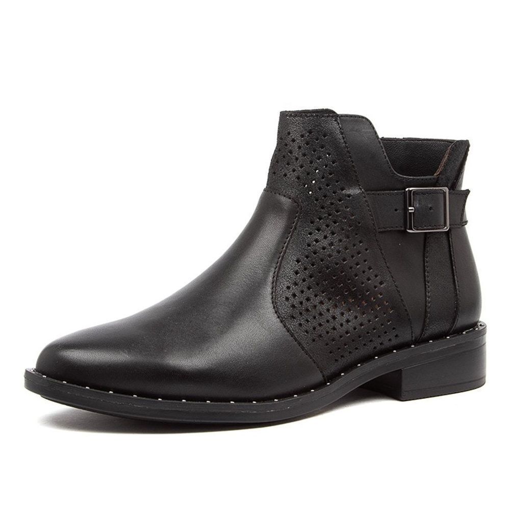 Ziera Skylah-XF Perforated Black Leather Ankle Boots 40 / 9.5